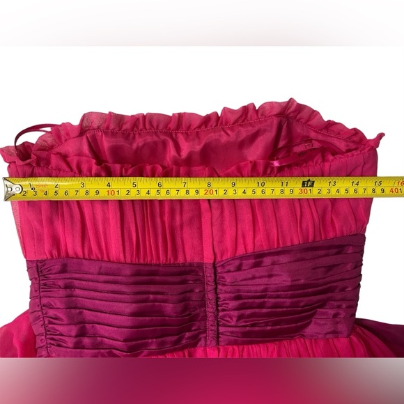 Vintage Betsy Johnson Y2K Strapless Silk Mini Dress Purple Pink Size 6 - Picture 10 of 11